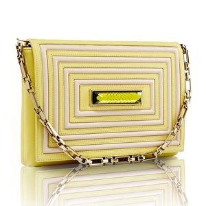 Kristina George yellow leather clutch handbag